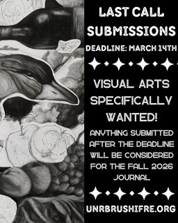 The deadline for our Spring 2026 consideration is coming up! We have had LOTS of writing submitted, so we are looking for some more visual arts to go along with it! I know you art students have at LEAST one project done by now...

Brushfire reviews submissions based on relation to each other! If we have a poem about water, and then an art piece about water, those two are most likely to be chosen. We encourage everyone to submit every semester, and resubmit art/writing that wasn't previously accepted! We don't judge on skill level, or previous artistic achievements, so always be willing to take the chance!

Unfortunately, due to needing some kind of cohesiveness, we don't normally accept any fan/fandom based pieces, both writing and art. Anything else is encouraged! 

Our submission page can be found through following the link on our profile. It will take you to our website of which has the submission page under the tab "Submit Your Work."

Brushfire has a rolling deadline, which means you can submit at any point through the year. For example:

If you submit March 14th, you'll be considered for Spring 2026
If you submit March 15th, you'll be considered for Fall 2026

Good luck! We will have more information about when acceptances will be sent out sometime in April!