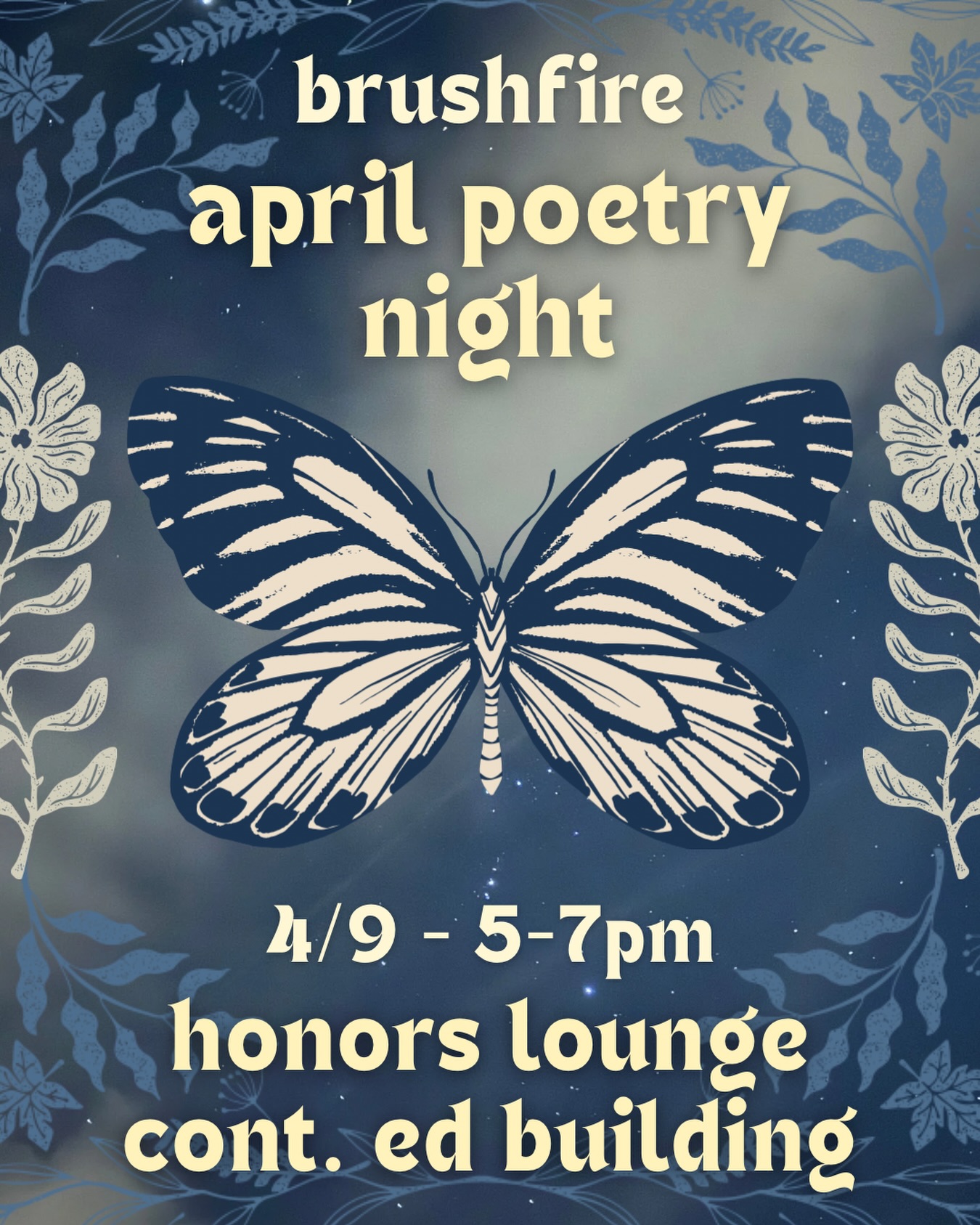 April's Poetry Night is right around the corner, so get those written pieces prepared! 

As usual, we will have donuts, cozy vibes, and amazing writing from our talented group!

Just as a reminder, you can present both POETEY and ACOUSTIC MUSIC!! We happily encourage both!

WHEN: April 9th, 5-7PM
WHERE: Honors Lounge, CONT ED 2nd floor
ADDRESS: Continuing Education Bldg, 1041 N Virginia St, Reno, NV 89503
WHAT: Brushfire's monthly poetry nights are an open-mic poetry event, happening the second Thursday of every month. Anyone is free to join and present!